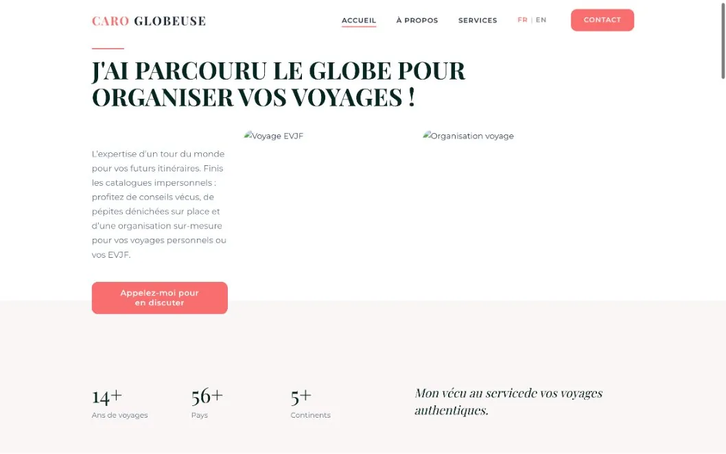Page d’accueil du site Caro Globeuse